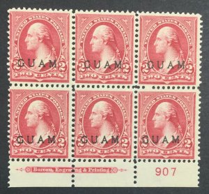 MOMEN: US STAMPS GUAM #2 PLATE BLOCK MINT OG H LOT #40153