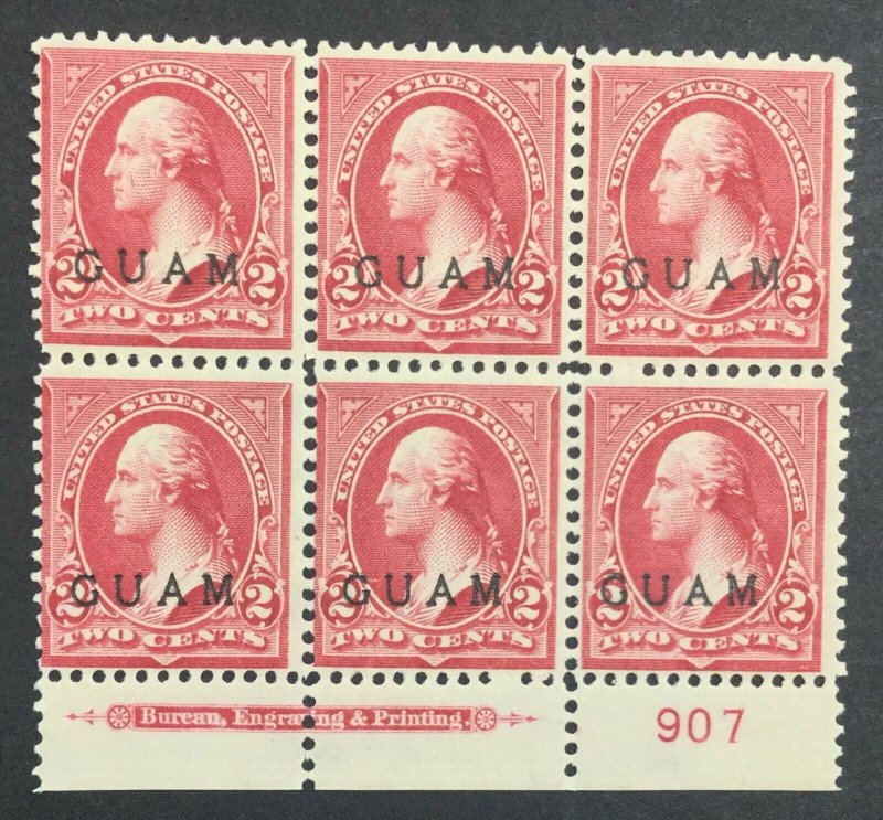 MOMEN: US STAMPS GUAM #2 PLATE BLOCK MINT OG H LOT #40153