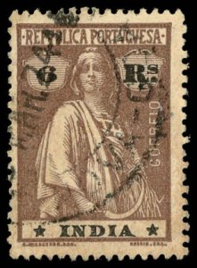 PORTUGUESE INDIA Sc 375G F-VF/USED - 1916 6r - Ceres Perf 15 x 14 Ordinary paper