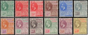 British Guiana #178-187, 189, Incomplete Set(12), 1913-1917, Hinged