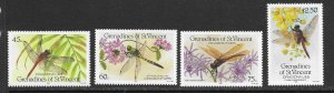 St. Vincent Grenadines 546-9  MNH Dragonflies set cpl.   X 10, vf 2022 CV $13.00