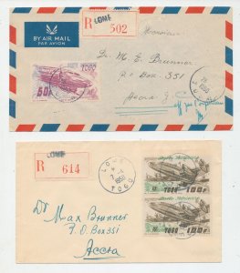 French Togo 1950 Airmail Aviation Covers x 2 CP3153