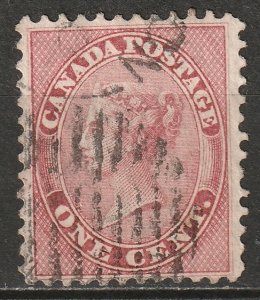 Canada 1859 Sc 14 used flaw at bottom of O in ONE