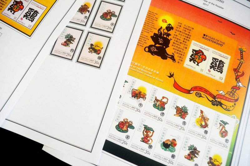 COLOR PRINTED CHRISTMAS ISLAND 2011-2020 STAMP ALBUM PAGES (55 illustr. pages)