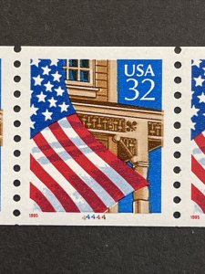US PNC5 32c Flag Over Porch Stamp Sc# 2913 Plate 44444 MNH, Low Gloss Gum