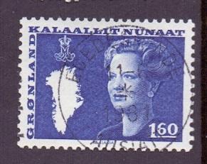 Greenland   #123  used  1982   Queen Margrethe / map  1.60k