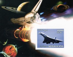 Somaliland 2002 CONCORDE Jupiter & Saturn s/s Imperforated Mint (NH)