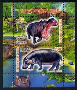 CHAD TCHAD SHEET WILDLIFE HIPPOS HIPPOPOTAMUSES