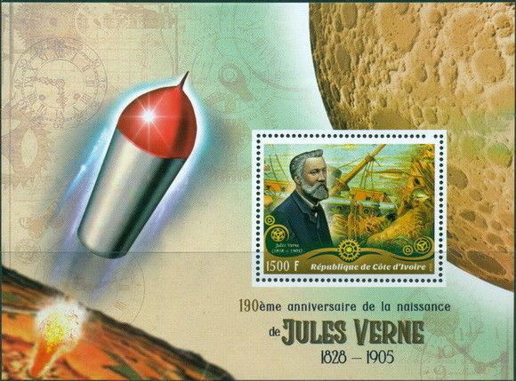 Jules Verne Space Adventures Ivory Coast MNH stamp set