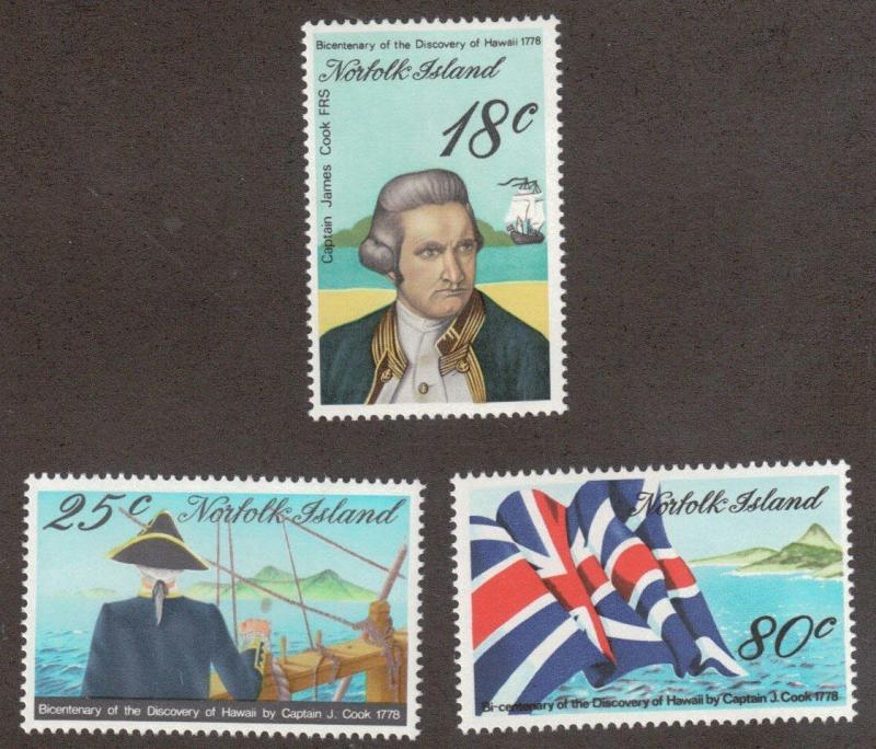 Norfolk Islands 222 - 224 - Discovery Of Hawaii. MNH. OG  #02 NORF222