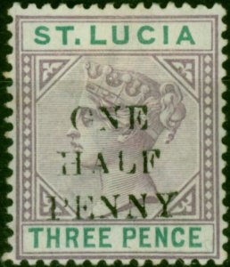 St Lucia 1891 1/2d on 3d Dull Mauve & Green SG56 Fine LMM