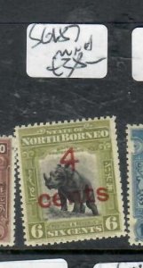 NORTH BORNEO 4C/6C   RHINO  SG 187     MNH   P0507H