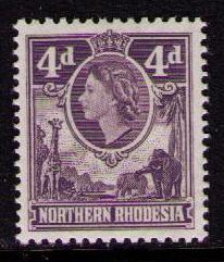 NORTHERN RHODESIA Sc# 66 MH FVF Queen Elizabeth II QEII  4p