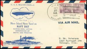 10/27/34 USS MACON FLIES OVER MARE ISLAND NAVY YARD on NAVY DAY, USS MEDUSA!