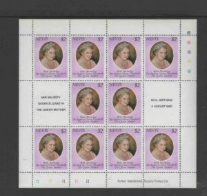 NEVIS #113 1980 QUEEN MOTHER 80TH BIRTHDAY MINT VF NH O.G SHEET 10