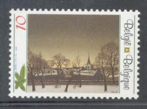 Belgium Sc 1389 1990Christmas Winter Scene stamp mint NH