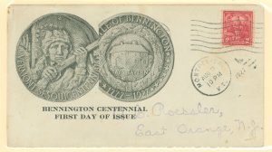 US 643 1927 2c Green Mountain Boy Roessler cachet FDC with a Montpelier, VT First Day Postmark.