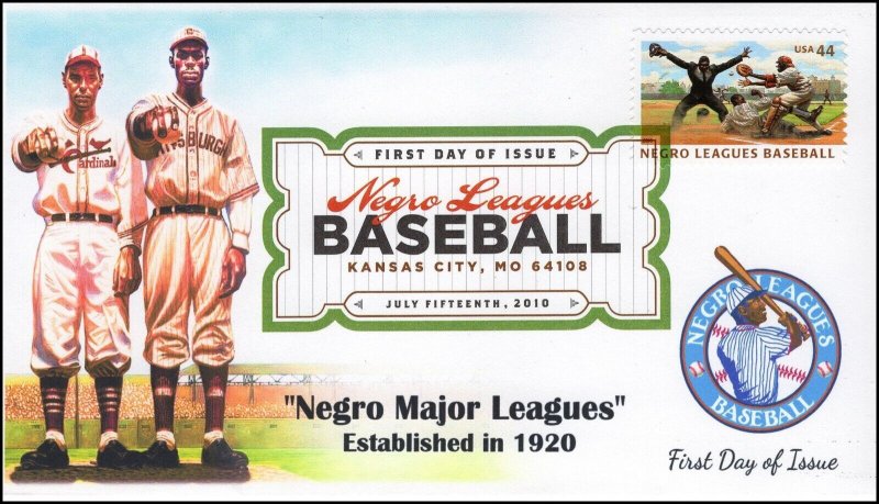 AO 4465-1, 2010, Negro Leagues Baseball, Digital Color Postmark, Add-on Cachet,