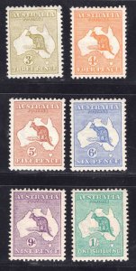 MOMEN: AUSTRALIA SG #5-11 1913 KANGAROOS MINT OG H VF+ £500 LOT #66713