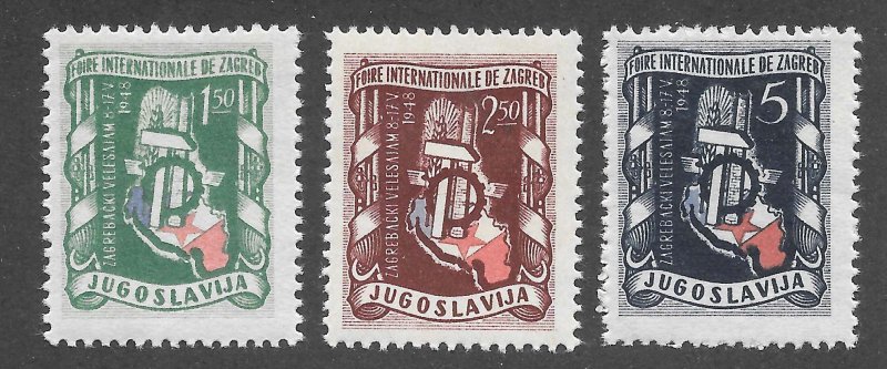 Yugoslavia Scott 236-38 Unused LHOG - 1948 International Fair - SCV $4.20