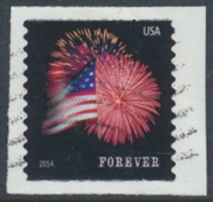USA Sc# 4854  Used SA on piece Fireworks Flag 2014  see details  / scan