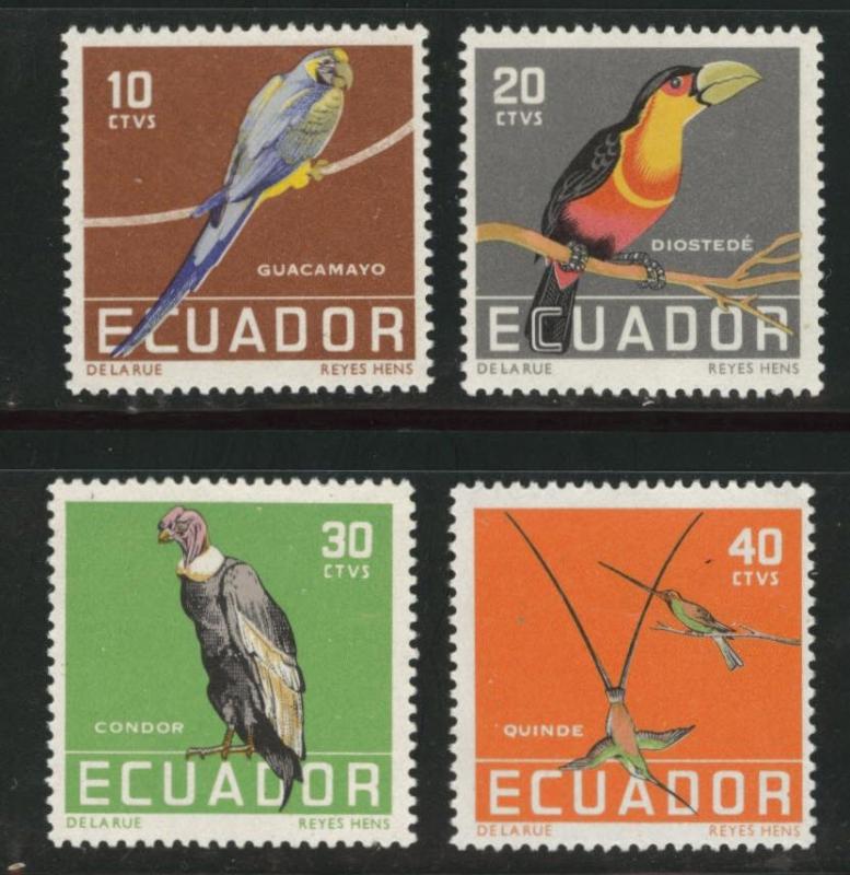 ECUADOR Scott 634-637 MNH** 1958 bird set CV$12