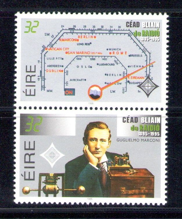 1995 Ireland, Marconi Radio, Joint Broadcast, Vertical Pair, MNH**