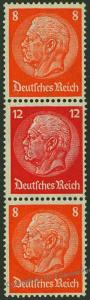 Germany 1933 Hindenburg Michel S113 MH Wmk Net Se-Tenant Zusammendruck 53329