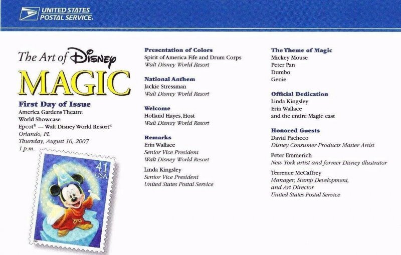 USPS 1st Day Ceremony Program #4192-95 Art of Disney Series Magic Dumbo 2007