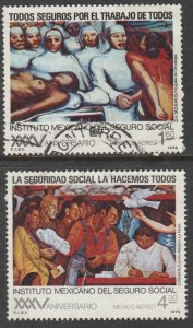 MEXICO C553-C554, 35th Anniversary Social Security Institute. Used. F-VF. (659)