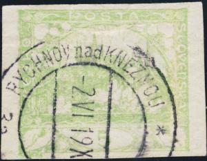 TCHECOSLOVAQUIE / CZECHOSLOVAKIA 1919 RYCHNOV nad KNĚŽNOU (V.2118-6/a) /Mi.2a