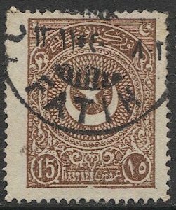 TURKEY 1923 Sc 617  Used  15pi with FATIH postmark/cancel