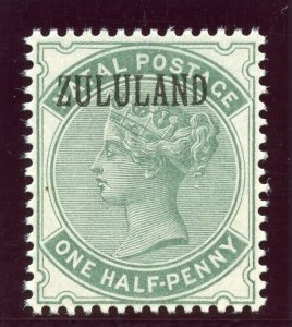 Zululand 1888 QV ½d green (without stop) superb MNH. SG 13. Sc 12a.