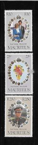 Mauritius 1981 Royal Wedding issue Sc 520-522 MNH A714