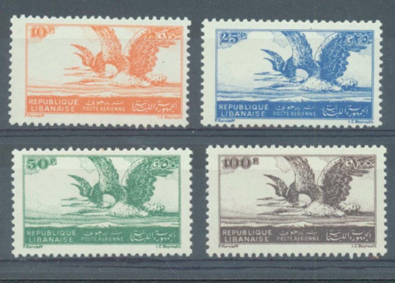 Lebanon 1946 Air sg.321-4 MH once hinged the 4 values 