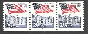 US Cat # 2609 Coil PNC3, Pl #8, Flag over White House, MNH*-