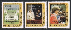 Barbuda 536-538,MNH.Michel 628-630. Royal Baby,1982.Princess Diana.