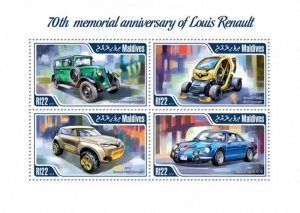 Maldives 2014-70 Year Memorial of Louis Renault 4 Stamp Sheet 13E-161