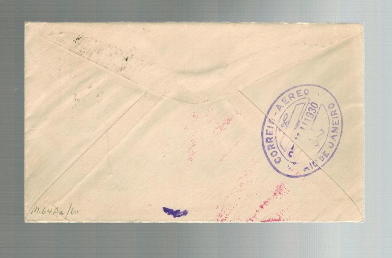 1930 Seville Spain Graf Zeppelin Mail First FLight Cover to USA via Rio Brazil