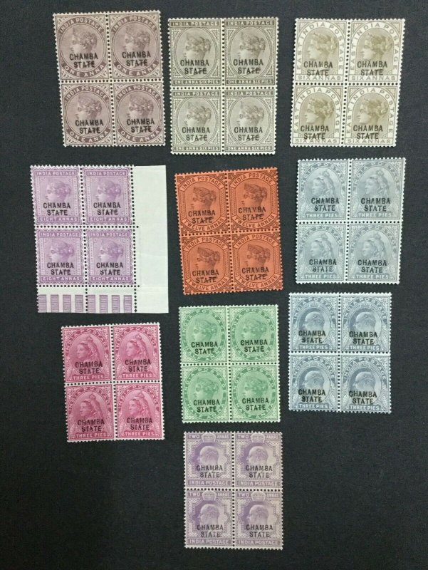 MOMEN: INDIA CHAMBA SG # 19 BLOCKS MINT OG NH LOT #198489-6046