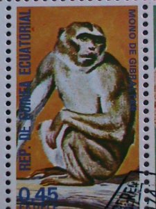 EQUATORIAL GUINEA-1974 WORLD FAMOUS LOVELY MONKIES  CTO SHEET-VERY FINE