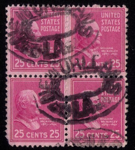 US Sc 829 Zip Block Of Four 25c F-VF