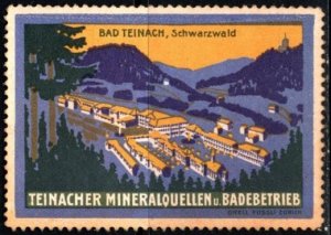 Vintage Germany Poster Stamp Bad Teinach, Black Forest Teinacher Mineral Springs