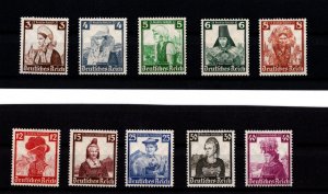 Germany 1935  Madame Costume Designs  semi-postal stamps MNH/MH Sc# B69-78