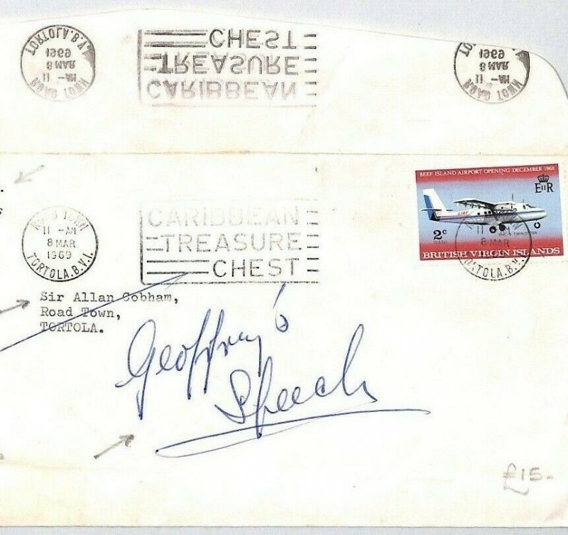 VIRGIN ISLANDS Cover *Sir Alan Cobham* Hand-Addressed AVIATION 1969 CB333