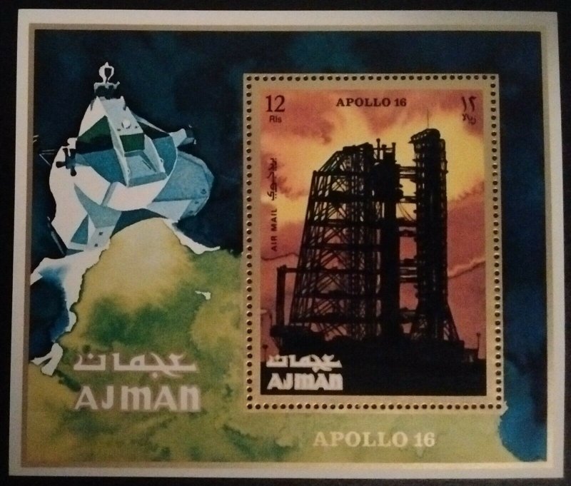 Ajman Michel Block 301A Apollo 16 Souvenir Sheet Mint Never Hinged