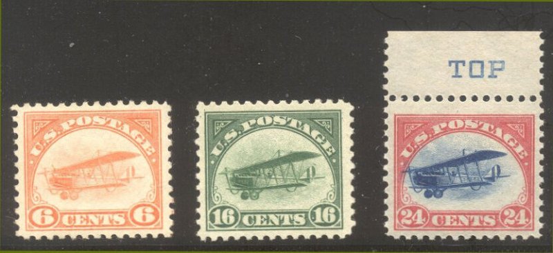 U.S. #C1-3 Mint VF/XF NH Set - 1918 Airmail Issue