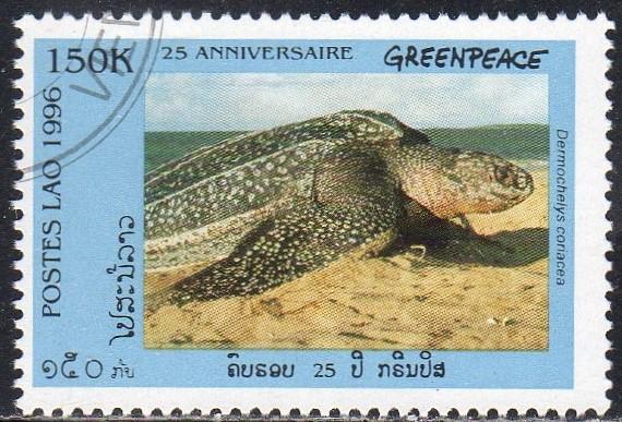 Laos 1304A - Cto - 150k Leatherback Sea Turtle / Greenpeace (1996) (cv $0.80)