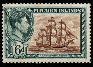 PITCAIRN ISLANDS SG6 1940 6d BROWN & DEEP GREENISH-GREY USED