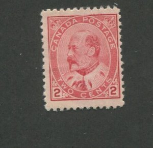 1903 Canada 2 Cent Carmine Stamp Scott #90 King Edward VII CV $135